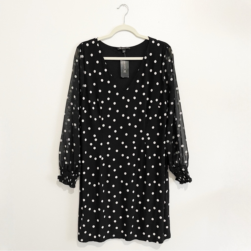 NWT Inc International Concepts Women's Black White Polka Dot Shift Dress Size XL - Picture 1 of 7